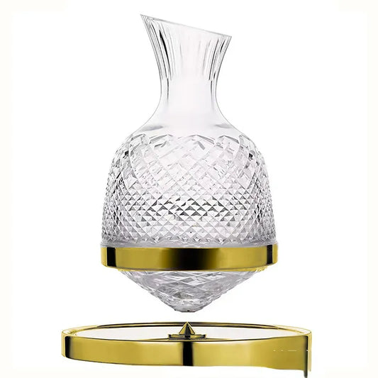 Decantor de Vin Cristal cu Suport Rotativ Magnetic – Cadou de Lux Elegant