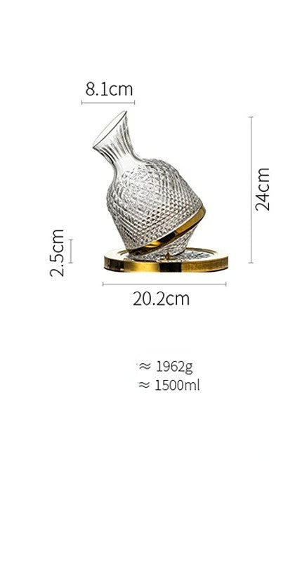 Decantor de Vin Cristal cu Suport Rotativ Magnetic – Cadou de Lux Elegant