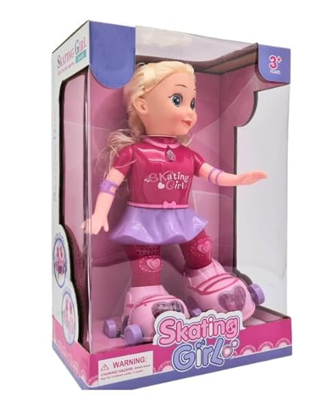 Păpușă Interactivă pe Role Skating Girl – Lumini, Muzică & Rotire 360°
