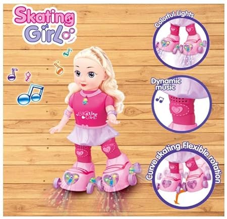 Păpușă Interactivă pe Role Skating Girl – Lumini, Muzică & Rotire 360°
