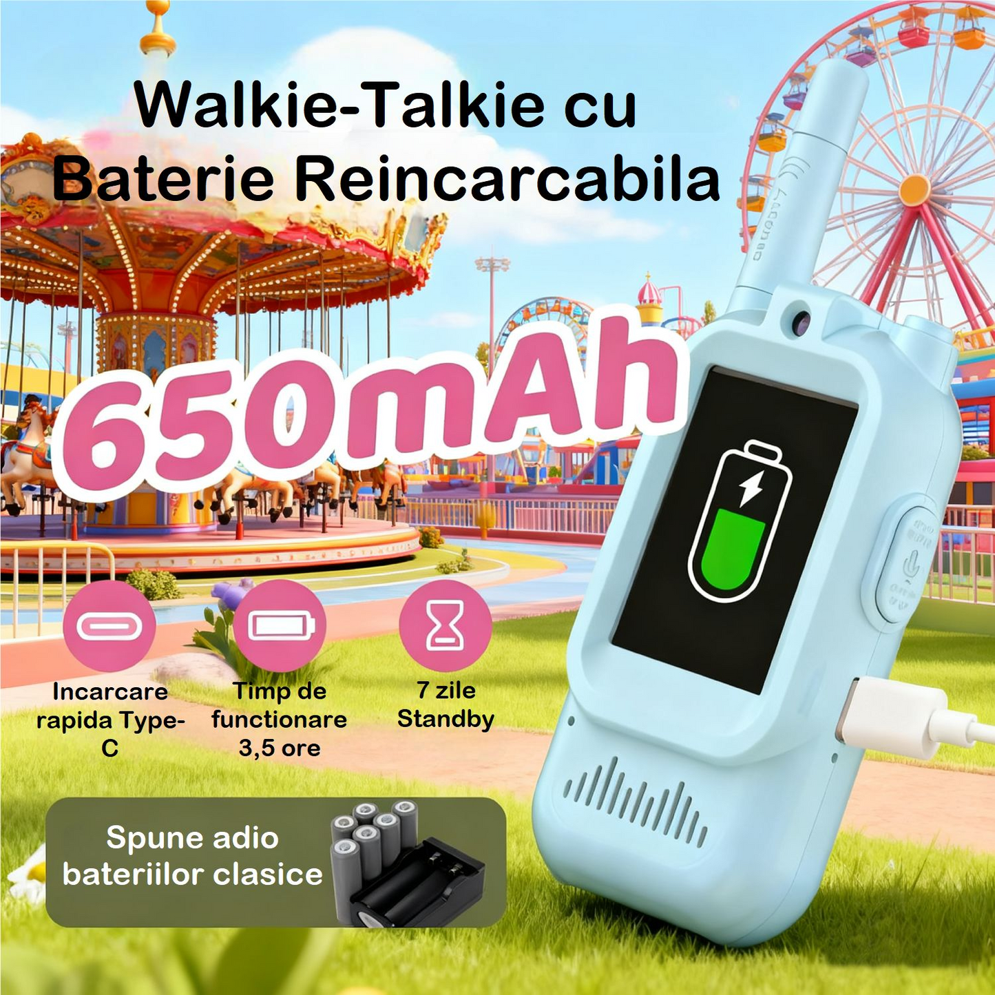 Walkie-Talkie Video pentru Copii – Set 2 bucăți Roz & Albastru