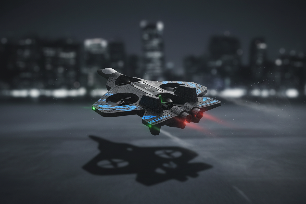 Dronă Fighter Jet cu Telecomandă – Rotație 360° | Design Stealth | 15 min Zbor