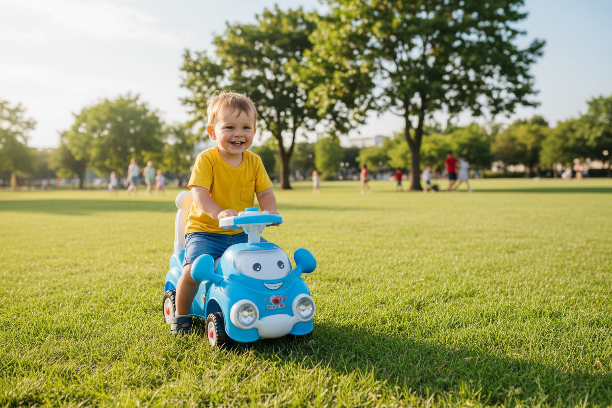 Mașinuță Baby Car Albastră - lifestyle parc