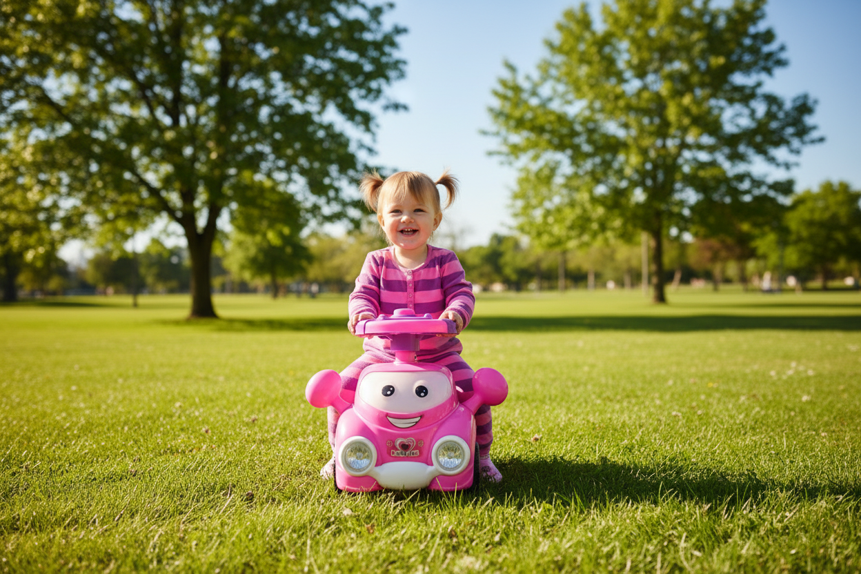 Mașinuță Baby Car Roz - lifestyle parc