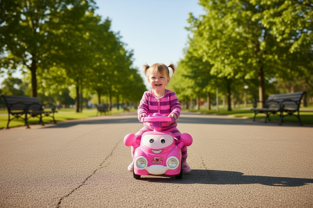 Mașinuță Baby Car Roz - alee parc golden hour