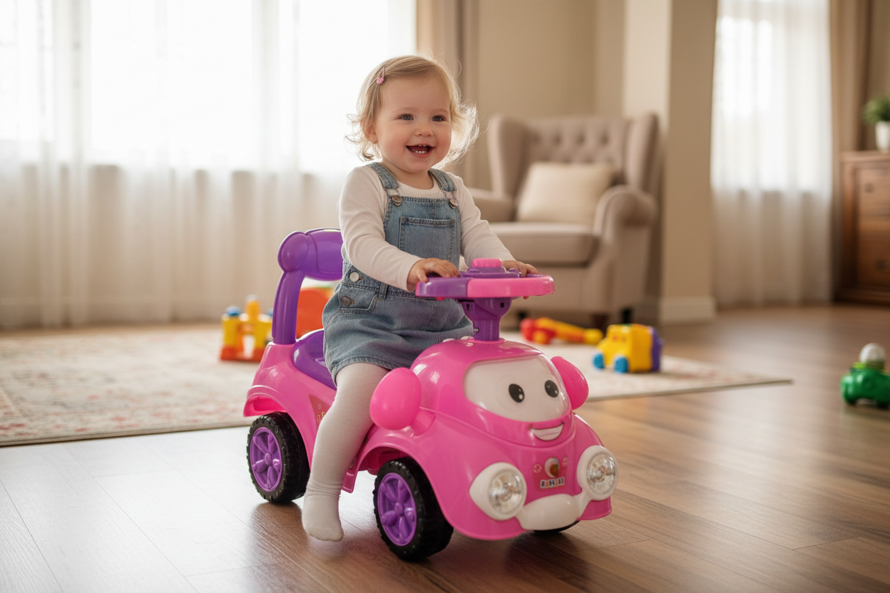 Mașinuță Baby Car Roz - lifestyle interior