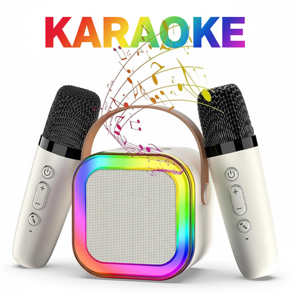 Set Karaoke Portabil – Boxă Bluetooth + 2 Microfoane Wireless