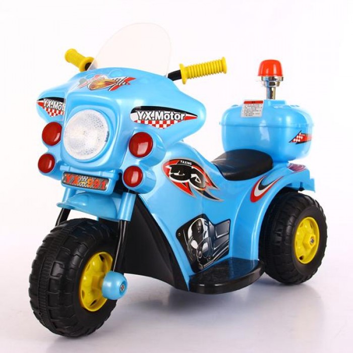Motocicleta electrica de politie pentru copii - Albastru, Lumini LED si Sunete