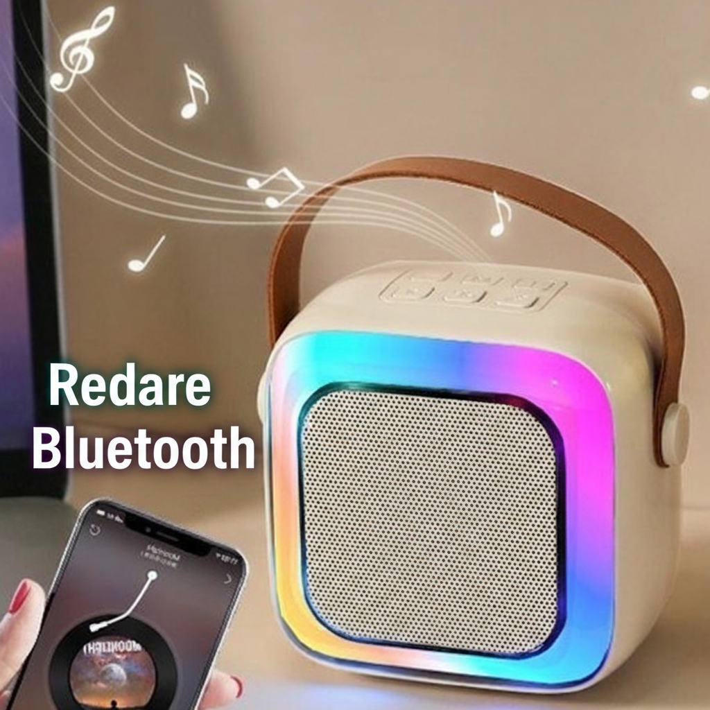 Set Karaoke Portabil – Boxă Bluetooth + 2 Microfoane Wireless