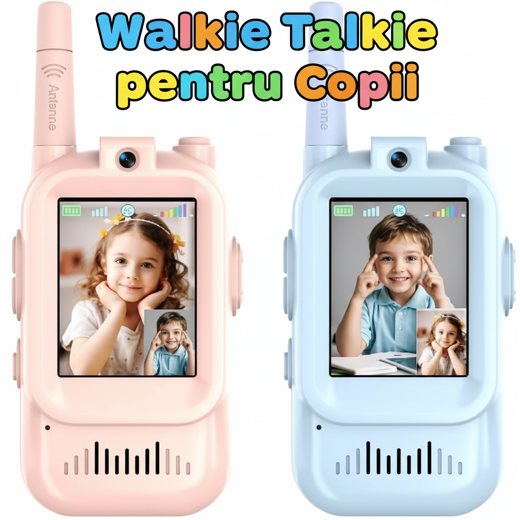 Walkie-Talkie Video pentru Copii – Set 2 bucăți Roz & Albastru